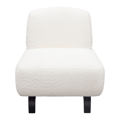 Vesper Armless Chair in Faux White Shearling w/ Black Wood Leg Base / VESPERACWH