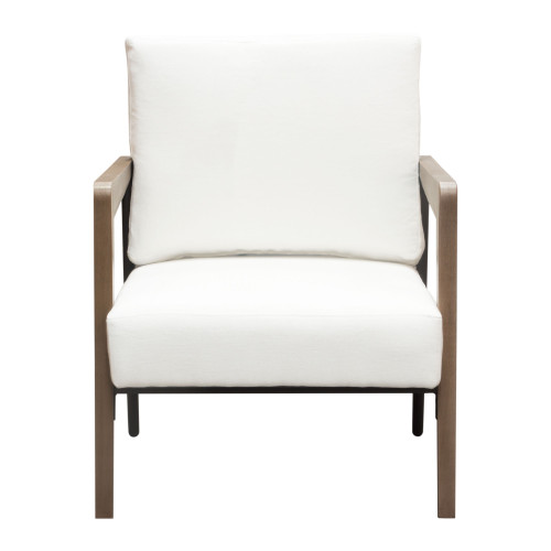 Blair Accent Chair in White Fabric with Curved Wood Leg Detail / BLAIRCHWH