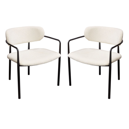Set of (2) Skyler Dining Chairs in Ivory Boucle Fabric w/ Black Metal Frame / SKYLERDCIV2PK