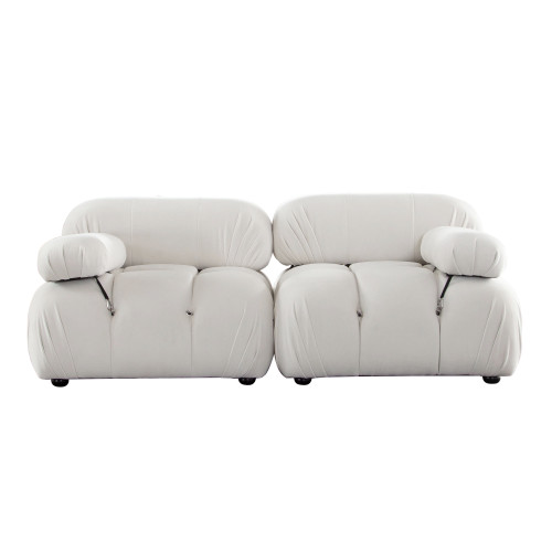Paloma 2PC Modular 74 Inch Sofa in Light Cream Velvet / PALOMA1LC1RCCM