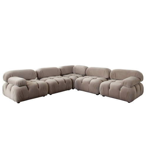 Paloma 5PC Modular 111 Inch Corner Sectional in Mink Tan Velvet / PALOMA1LC2AC1SC1RCTN