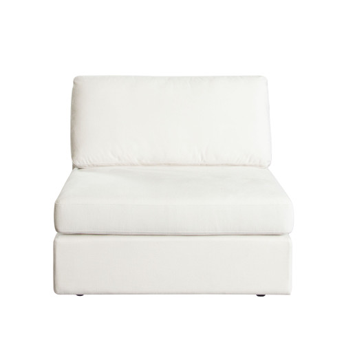 Muse Armless Chair in Mist White Performance Fabric / MUSEACWH