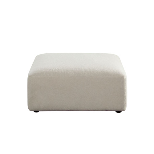 Zia Ottoman in Ivory Sherpa Fabric / ZIAOTIV