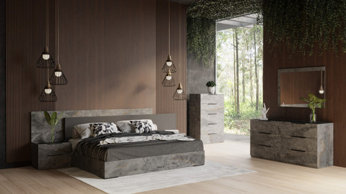 California King Ferrara - Modern Volcano Oxide Grey 4-Piece Bedroom Set / VGACFERRARA-4PC-SET-CK