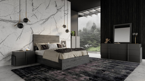 Queen Lucia - Italian Modern Matte Grey + Elm Grey 4-Piece Bedroom Set / VGACLUCIA-4PC-SET-Q