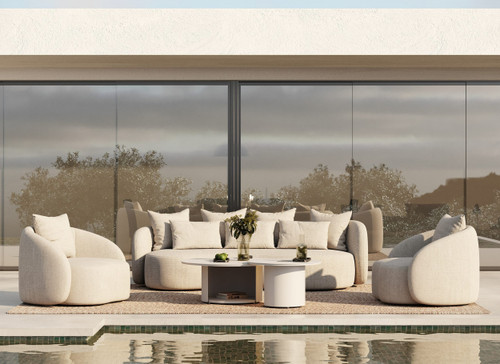 Tabarca - Outdoor Beige Fabric 4 Seat Sofa + 2 Chairs / VGVK-F017-4SEAT-BGE