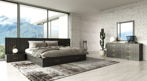 Queen Manchester- Contemporary Dark Grey 4-Piece Bedroom Set / VGWD-HLF2-4PC-SET-Q