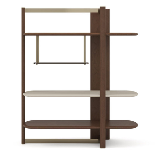 Denali - Mid-Century Modern Walnut + Tea Glass + Gold Right-Facing Shelf / VGCS-DS-24127-R