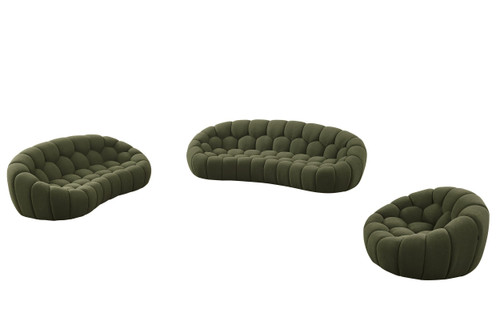 Yolonda - Modern Curved Green Fabric Sofa Set / VGEV2126C-SET-C-13