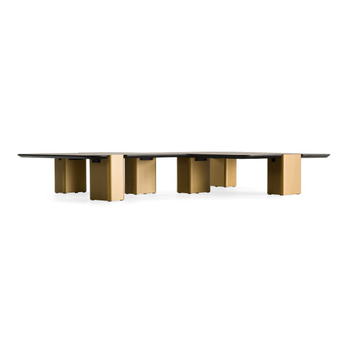 Harold - Modern Black + Brushed Gold Oak Square Nesting Coffee Table Set / VGHB-467E-SET