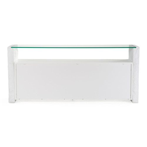Ashley - Modern Glass + White Fiberglass Buffet / VGVC-G2588