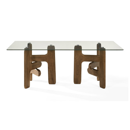 Velshi - Modern Glass + Walnut Rectangular Dining Table / VGMA-MIT-5495
