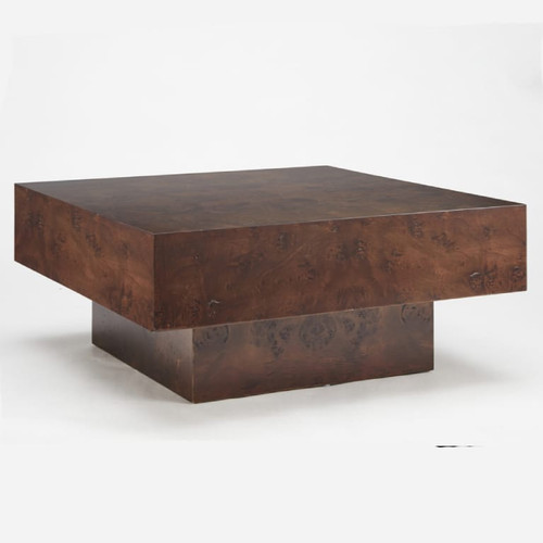 August - Modern Dark Walnut Burl Square Coffee Table / VGMY-5377-WAL