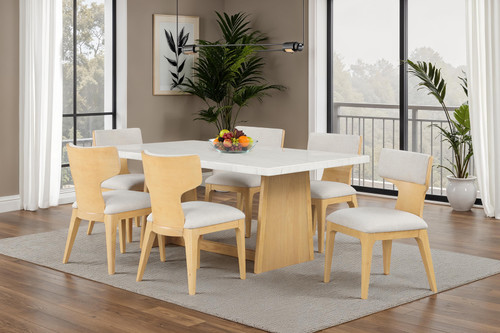 TABLE: 70"W X 42"D X 30"H, CHAIR: 20.5"W X 23"D X 33.3"H 7 Pc. Dining Table Set / FM34004NT-T-7PC