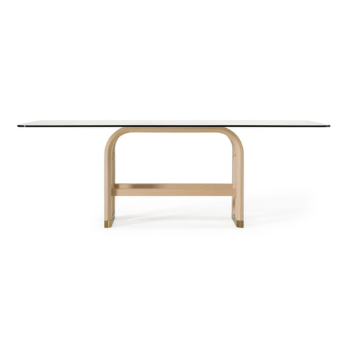 Florence - Modern Glass + Natural Oak + Gold Dining Table / VGVC-T2410