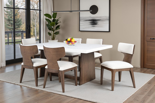 TABLE: 70"W X 42"D X 30"H, CHAIR: 20.5"W X 23"D X 33.3"H 7 Pc. Dining Table Set / FM34004BR-T-7PC