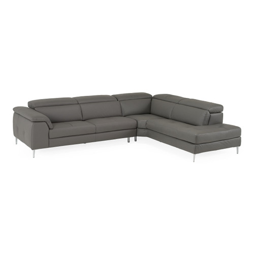 Viola - Italian Contemporary Blue-Grey Leather Right Facing Sectional Sofa / VGDTVIOLA-FUME3017-RAF