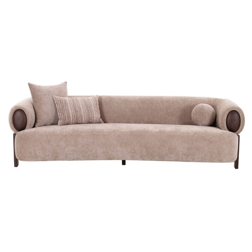 Arnaud - Modern Tan Fabric + Brown Oak Sofa / VGOD-ZW-25109-3S-TAN