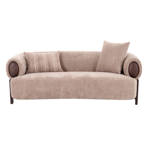 Arnaud - Modern Tan Fabric + Brown Oak Loveseat Sofa / VGOD-ZW-25109-2S-TAN