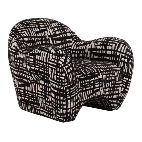 Hurd - Modern Black + Beige Pattern Fabric Accent Chair / VGOD-ZW-25060-BGEBLK