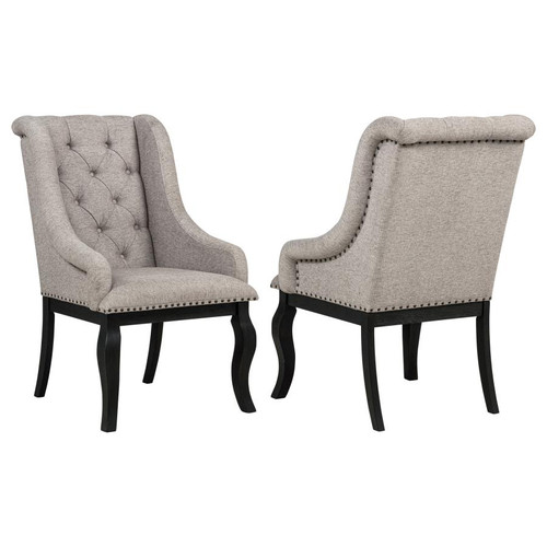 Phelps Upholstered Dining Arm Chair Tobacco and Distressed Noir / CS-121233