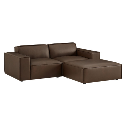 Restore 3-Piece Vegan Leather Modular Loveseat with Ottoman by Modway / EEI-7406