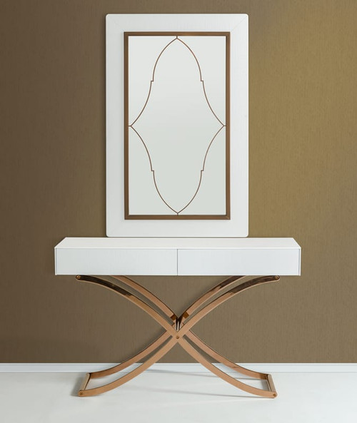 Aversa Modern White Crocodile Console Table & Mirror / VGUNCK423-120