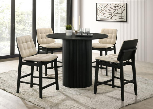 Hamlyn 5-piece Round Wood Counter Height Dining Set Cream and Black / CS-193938BLK-S5D