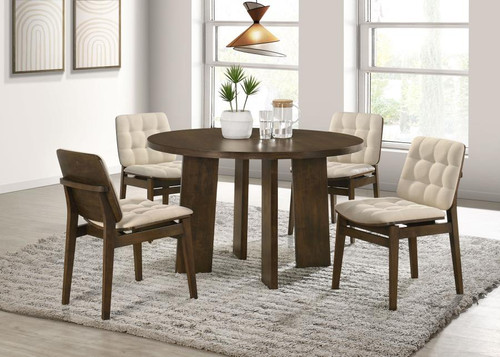 Strouse 5-piece Dining Set Cream and Walnut / CS-193940WAL-S5D