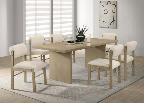 Decker 7-piece 82-inch Rectangular Dining Set Cream and Natural Oak / CS-193951NAT-S7B