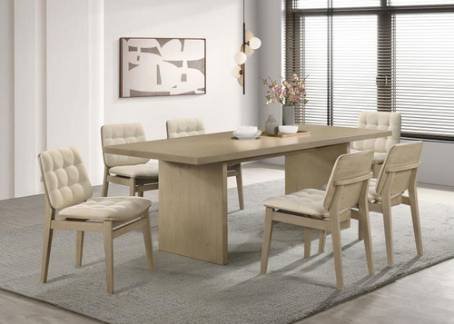 Decker 7-piece 82-inch Rectangular Dining Set Cream and Natural Oak / CS-193951NAT-S7D