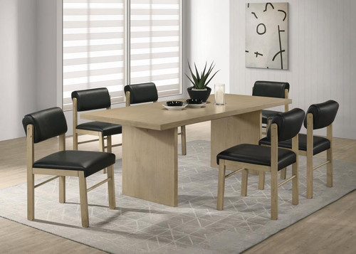 Decker 7-piece 82-inch Rectangular Dining Set Black and Natural Oak / CS-193951NAT-S7C