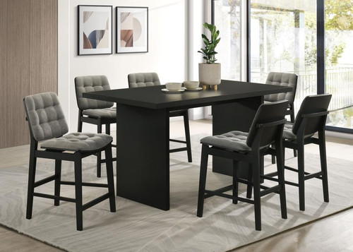 Decker 7-piece 70-inch Rectangular Counter Height Dining Set Grey and Black / CS-193958BLK-S7E