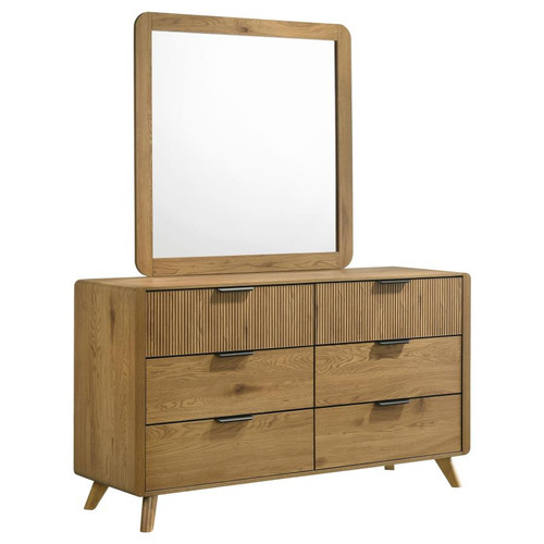 Bennett 6-drawer Bedroom Dresser and Mirror Set Light Oak / CS-222903M