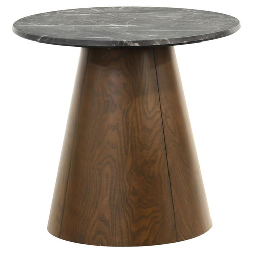 Franklin Round Wood Pedestal Side End Table Grey and Dark Brown / CS-722977
