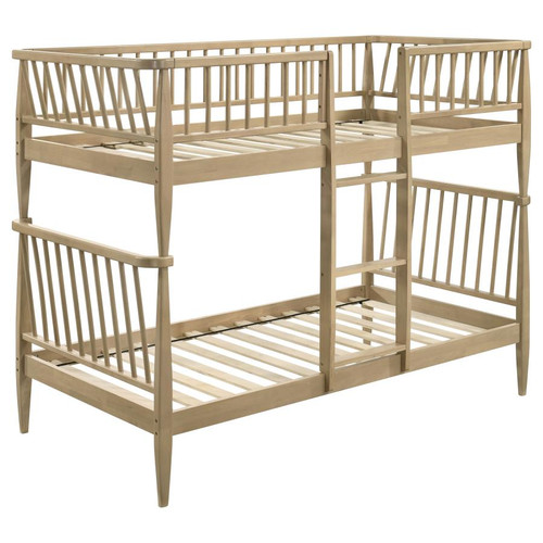 Abram Windsor Twin Over Twin Wood Bunk Bed with Ladder Almond / CS-460061T