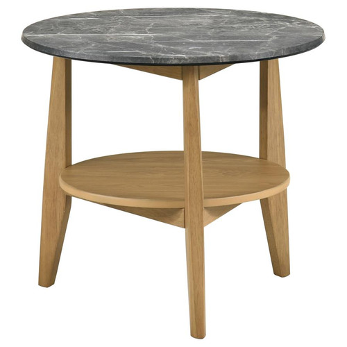 Bradley Round SmartTop End Side Table Grey and Natural / CS-706447