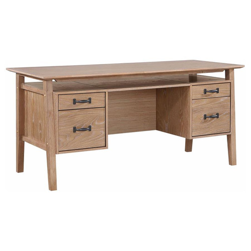 Goodson 64-inch 4-Drawer Double Pedestal Computer Desk Distressed Light Brown / CS-801587