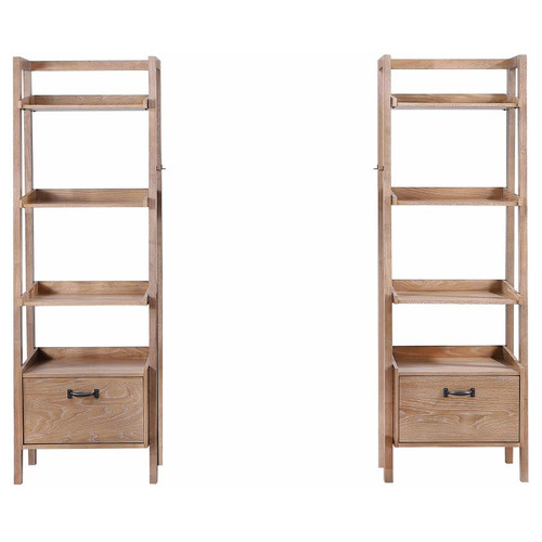 Fabian 2-piece 3-shelf Bookshelf with Drawer Distressed Light Brown / CS-802043