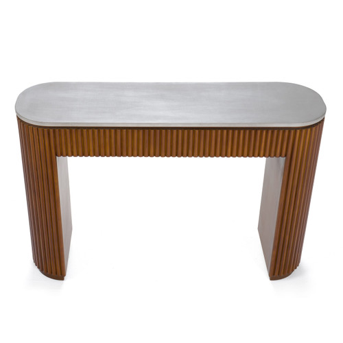 Duncan - Modern Faux Concrete + Walnut Console Table / VGMC-GF-1A024