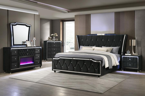 Lorient 5-piece California King Bedroom Set Black / CS-223161KW-S5B