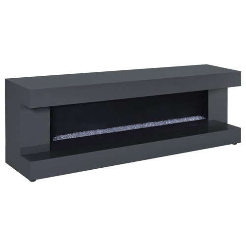 Mallory TV Stand Fireplace Console Bluetooth Speaker Grey High Gloss / CS-701823