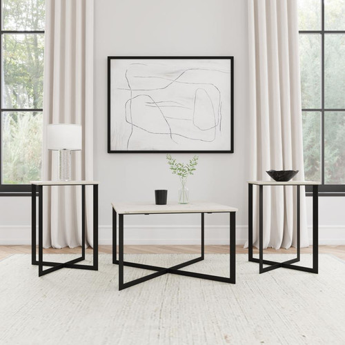 Tobin 3-piece Marble Top Coffee and End Table Set White / CS-707698-S3