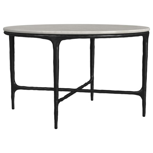 Hermas Round Genuine Marble Top Metal Coffee Table White / CS-710738