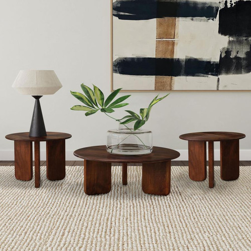 Dale 3-piece Solid Wood Coffee and End Table Set Brown / CS-721998-S3