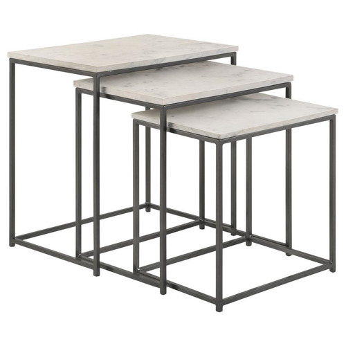 Medora 3-piece Marble Top Nesting Table Set White / CS-936016