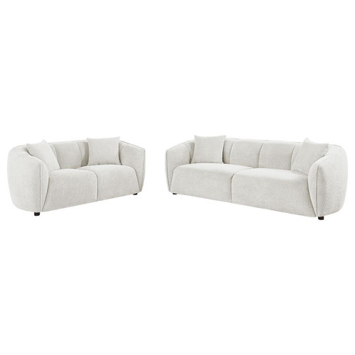Aleisha 2-piece Chenille Upholstered Sofa Set Ivory / CS-503064-S2