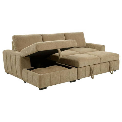 Pastrana Upholstered Sleeper Sectional Sofa LAF Chaise Camel / CS-500358