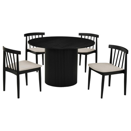Hamlyn 5-piece Round Wood Dining Set Wheat and Black / CS-193930BLK-S5A