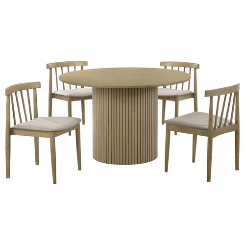 Hamlyn 5-piece Round Wood Dining Set Wheat and Natural Oak / CS-193930NAT-S5A